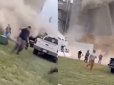 Imagens mostram desespero de trabalhadores durante desabamento de silo nos EUA