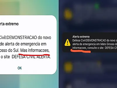 Alerta da Defesa Civil em MS veio com erro de digitação
