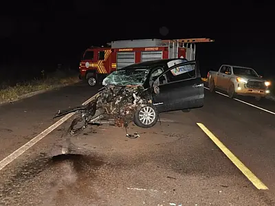 Tragédia na BR-060: colisão entre carro fúnebre e antas  resulta em uma vítima fatal