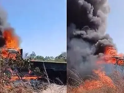 Incêndio no Pantanal mobiliza equipes após explosão de caminhão