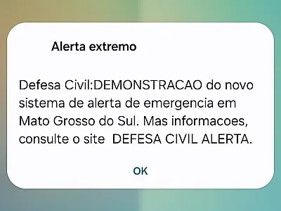 Falha em teste de alerta em Goiás atrasa envio para celulares de MS em 50 minutos