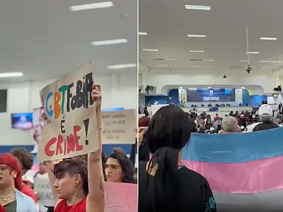 Protesto na Câmara de Campo Grande contesta proibição de mulheres trans em banheiros
