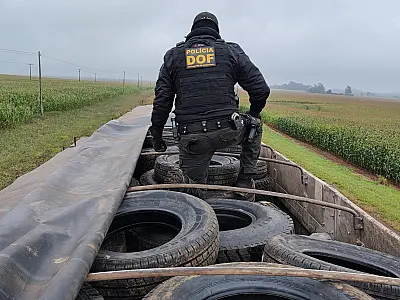 Polícia apreende carga ilegal de pneus na MS-164 em Ponta Porã