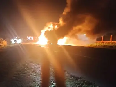 Acidente na BR-163 em Campo Grande: carreta parada causa explosão e congestionamento