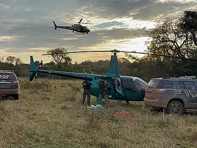 Operação apreende 345 kg de cocaína e helicóptero em área rural de Campo Grande