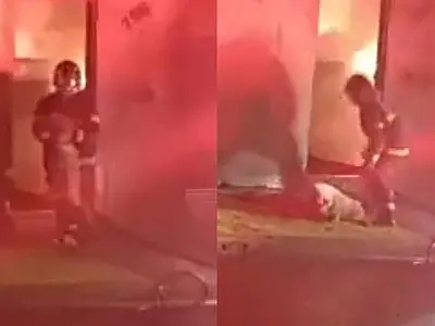 Bombeiro salva cachorro em incêndio que matou casal no Monte Castelo