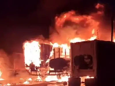 Incêndio destrói caminhões em transportadora de Campo Grande; Veja o vídeo