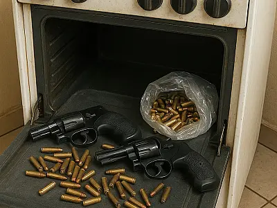 Polícia acha arsenal "quentinho": homem escondia revólveres dentro do fogão em Itaporã