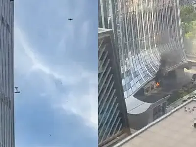 Avião de pequeno porte atinge prédio mais alto de Pequim; vídeos mostram destroços caindo sobre ruas