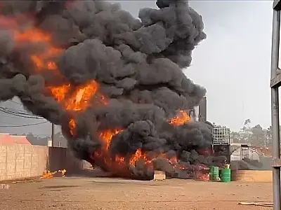 Explosão em usina de asfalto em Campo Grande causa destruição e interrupção de Energia