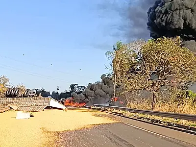 Acidente entre três veículos causa explosão e deixa dois mortos carbonizados na BR-267