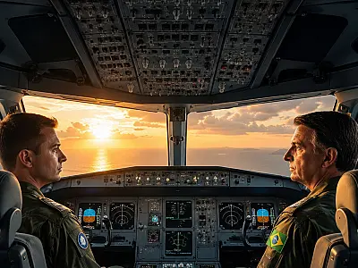 Flávio Bolsonaro publica vídeo feito por IA em que aparece em avião da FAB ao lado de Jair Bolsonar