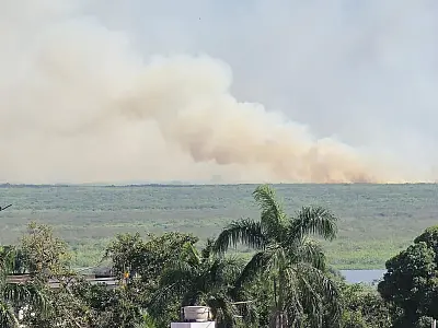 Incêndio atinge região do canal do Tamengo no Pantanal de Corumbá