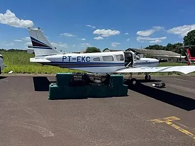 Avião carregado com cocaína é apreendido em São Paulo após decolagem de MS