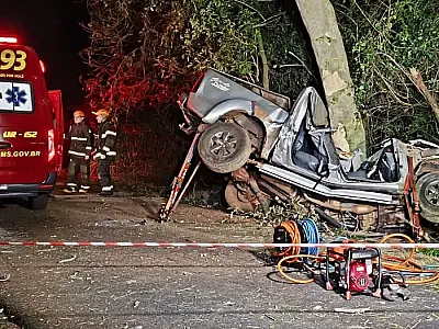 Tragédia na MS-276: pai e filho morrem após caminhonete colidir contra árvore