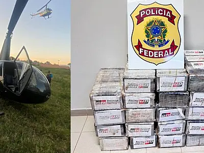 Helicóptero com 243,7 quilos de cocaína sai de Mato Grosso do Sul e é interceptado no Paraná